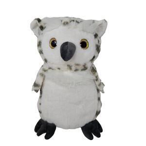 Snowy Owl Plush White Grey Spots Gold Glitter Eyes Books a Million Appx 13 inch
